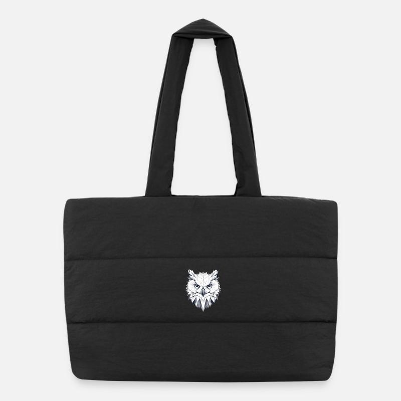 Geometric Snow Owl Polygons Motif Puffer Shopping Bag