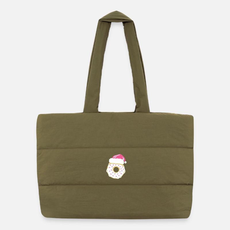 Donut mit Weihnachtsmütze Puffer-Einkaufstasche