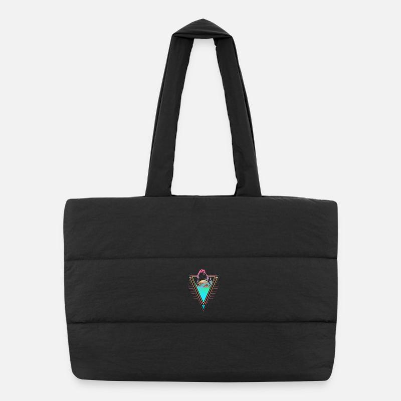 Kodiakbär Vaporwave Synthwave 90s 80s sunset Puffer Shopping Bag