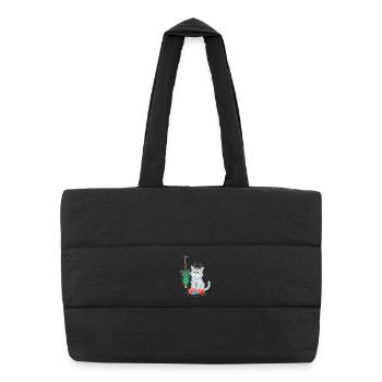 Cat and Christmas Tree Anti Christmas - Puffer Shopping Bag - black - Front