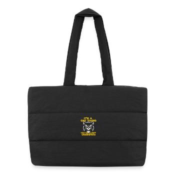 Cat Attitude Tee - Puffer Shopping Bag - black - Front