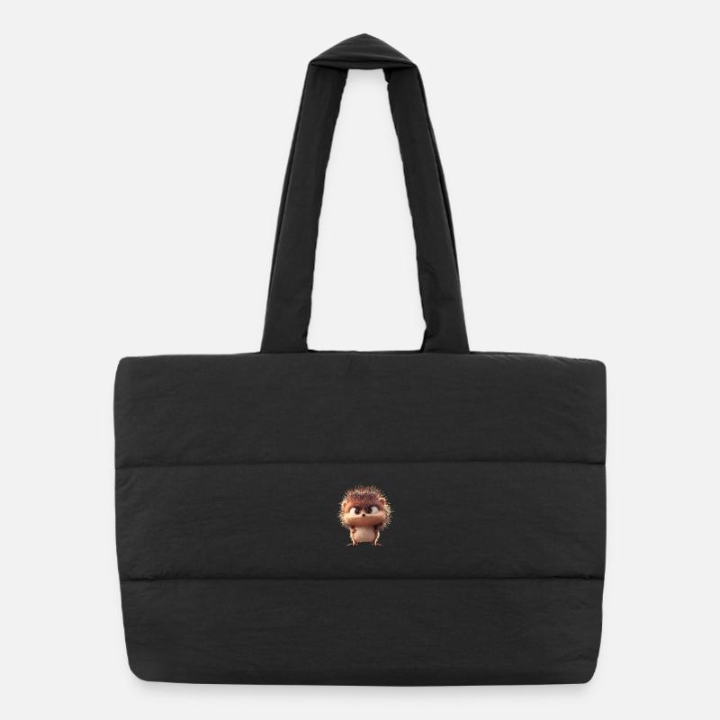 Hérisson Hérisson à ventre blanc Hérisson épineux Amour Hérisson mignon - Sac shopping matelassé - noir