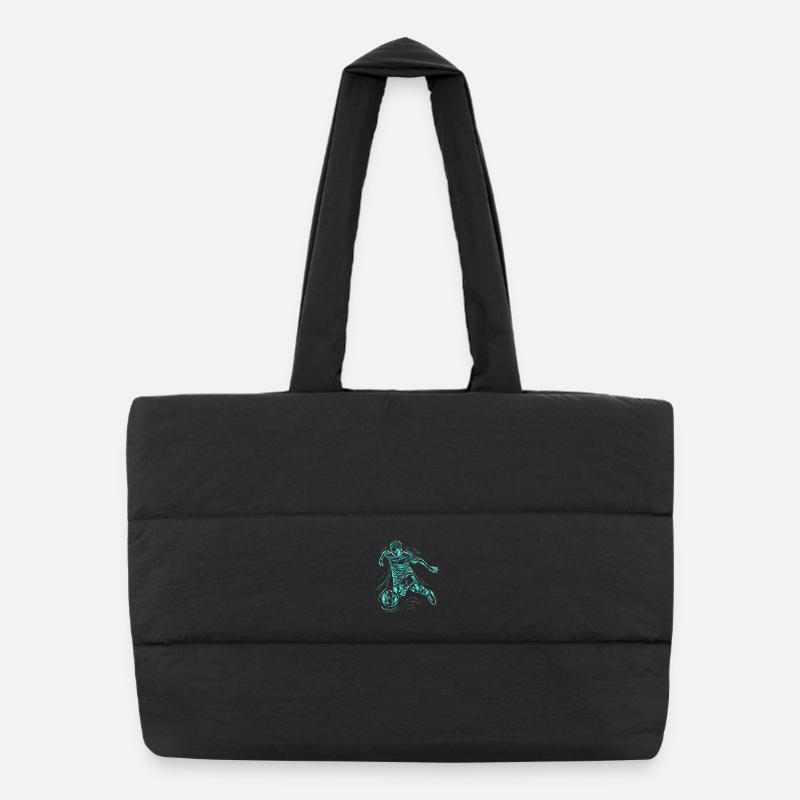 Soccer Boy Drawing Puffer Shopping Bag