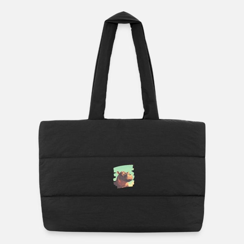 Nilpferd Retro Puffer-Einkaufstasche