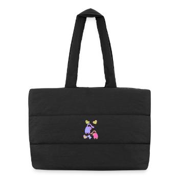 Valentin Cats Cat Heart Hearts Dear Partners - Puffer Shopping Bag - black - Front