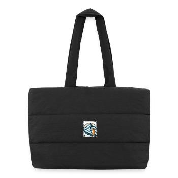 Mountain and Beer Nature Motif - Puffer Shopping Bag - black - Front