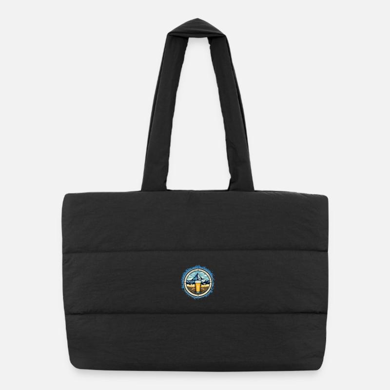 Mountain and Beer Adventure Design Puffer Shopping Bag