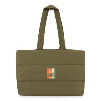 Dad Hoch 2 Elefant Zwei Kinder Vatertag Geschenk - Puffer-Einkaufstasche - safari Green - Vorne