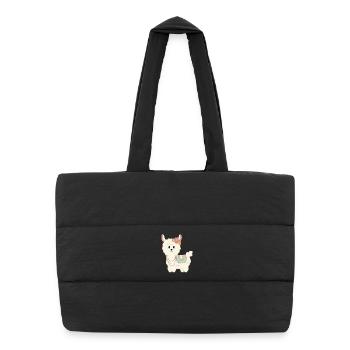 Summer, sun, llama with flowers - Puffer Shopping Bag - black - Front