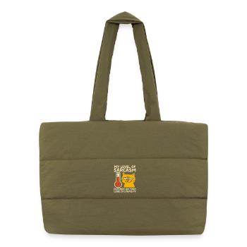 Sassy Cat Sarcasm Graphic Tee - Puffer Shopping Bag - safari green - Front