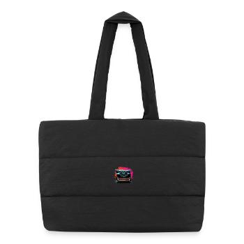 Typewriter Retrowave - Puffer Shopping Bag - black - Front