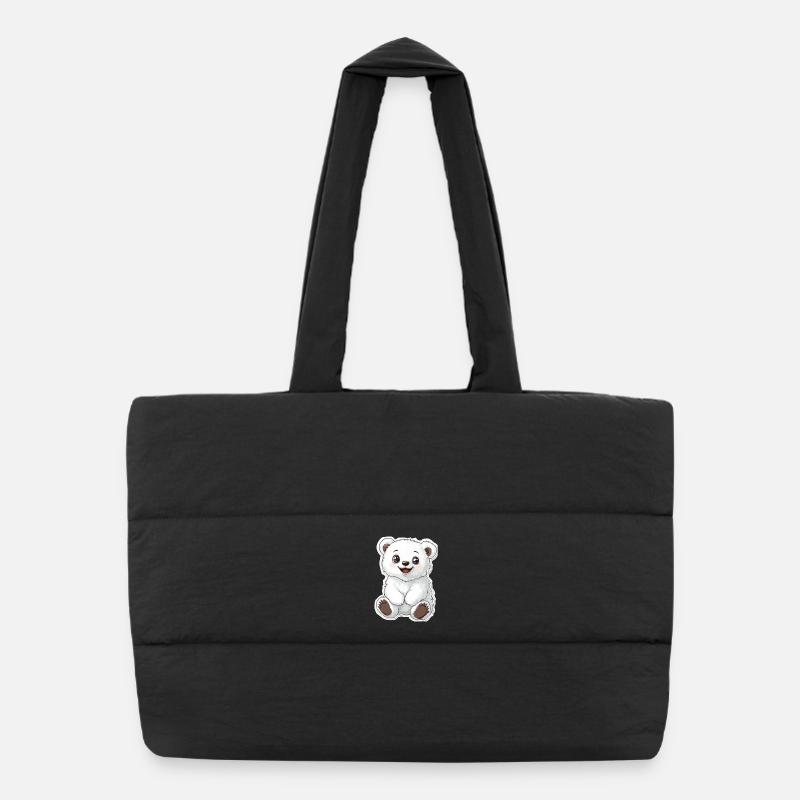 Polar Bear Illustration – Arctic Animal Motif Puffer Shopping Bag