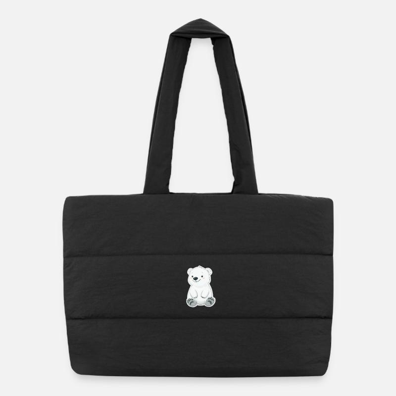 Polar Bear Illustration – Arctic Animal Motif Puffer Shopping Bag