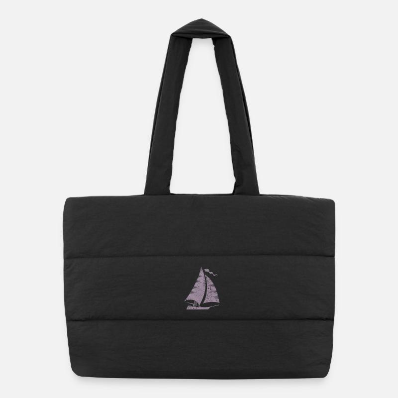 Silhouette de voilier minimaliste grunge Sac shopping matelassé