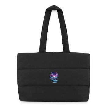 Landscape Snow Puzzle Fantasy - White Rabbit - Puffer Shopping Bag - black - Front