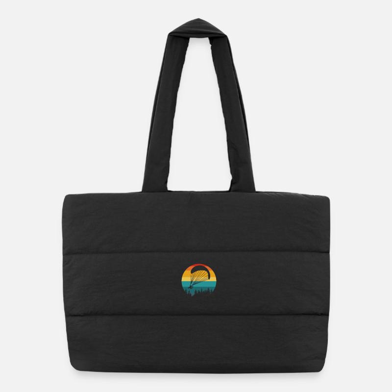 Gleitschirm Retro Landschaft - Puffer-Einkaufstasche - Schwarz