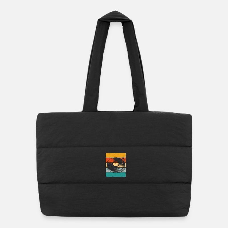 Retro Vinyl Turntable Puffer Shopping Bag