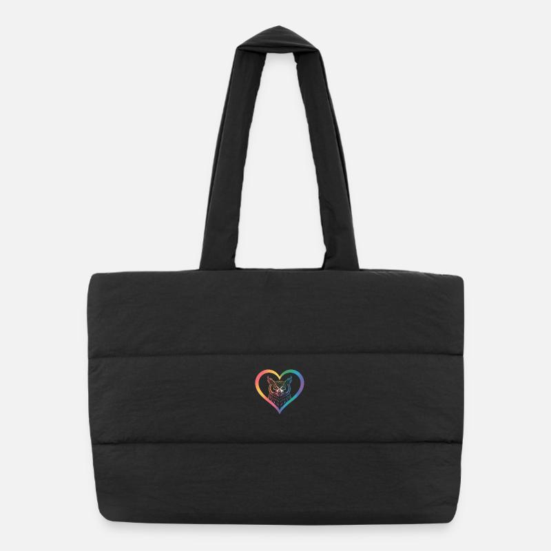 Regenbogen Eulen Herz Design Puffer-Einkaufstasche