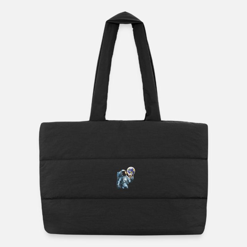 Space astronaut with globe lamp Puffer Shopping Bag