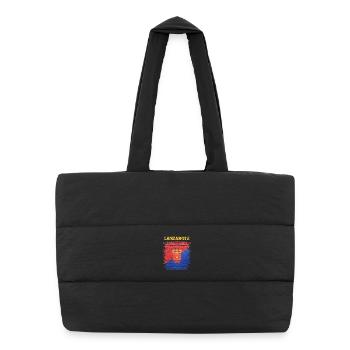 Lanzarote flag design with wave pattern - Puffer Shopping Bag - black - Front