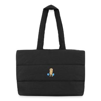 Strong Golden Doodle Dog Lifting Weights Fitness - Puffer Shopping Bag - black - Front