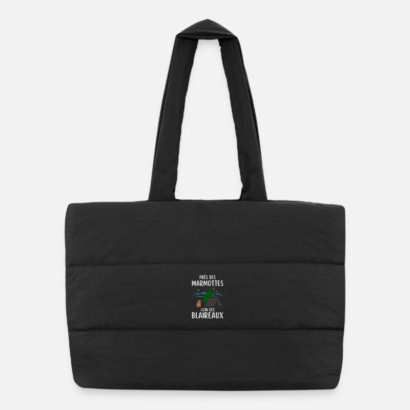 Groundhog camping humor quote - Puffer Shopping Bag - black