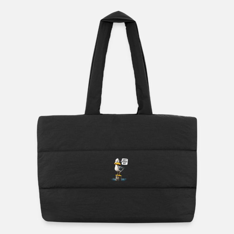 Que regardes-tu ? Drôle de mouette – humour côtier Sac shopping matelassé