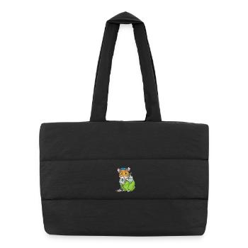 Hamster Cleaning Mop - Puffer Shopping Bag - black - Front