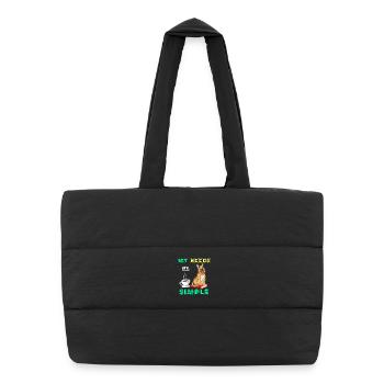 German Shepherd, Books and Coffee – Dog Lover Tee - Puffer Shopping Bag - black - Front