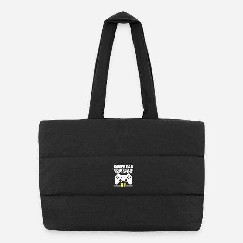 Gamer-Vater - Puffer-Einkaufstasche - Schwarz