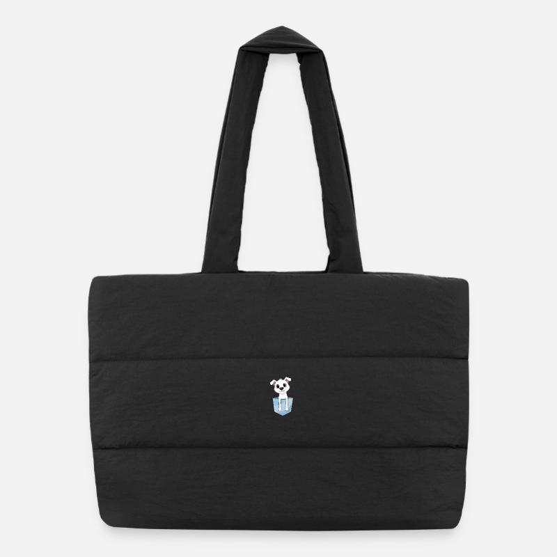 Chiot mignon dans la poche - Sac shopping matelassé - noir