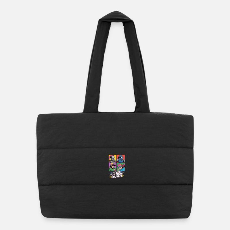 Pixel Portrait Quad Pop Culture Rétro Jeu vidéo Sac shopping matelassé