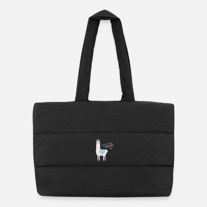 Llamacorn Pink Llama Unicorn Puffer Shopping Bag