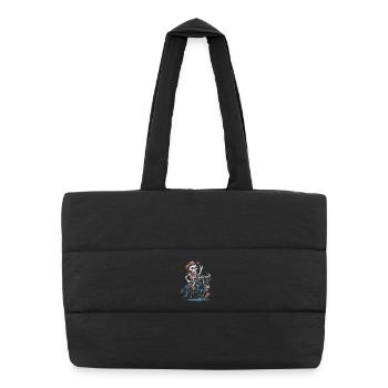 Skeleton Cowboy Rodeo on Wildebeest - Puffer Shopping Bag - black - Front