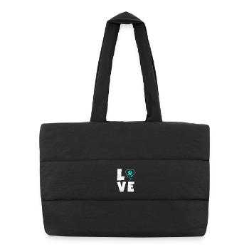 Tierliebe Logo mit Pfotenherz - Puffer-Einkaufstasche - Schwarz - Vorne