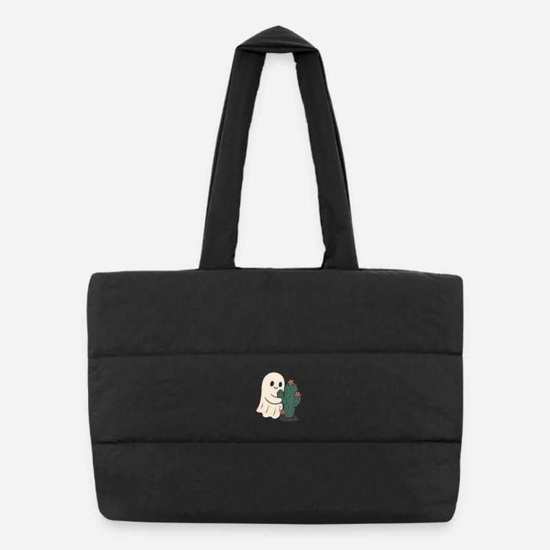 Fantôme étreignant les fleurs de cactus Sac shopping matelassé
