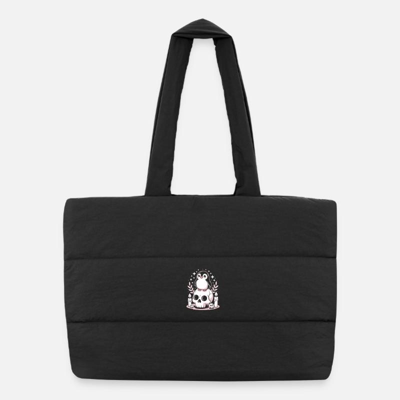 Kawaii Pastel Goth Penguin Puffer Shopping Bag