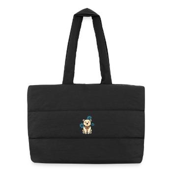Cartoon Polar Bear with Snowflakes - Puffer Shopping Bag - black - Front