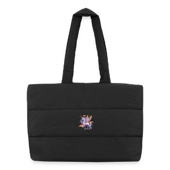 Licorne magique avec des ailes sous le ciel étoilé - Sac shopping matelassé - noir - Devant