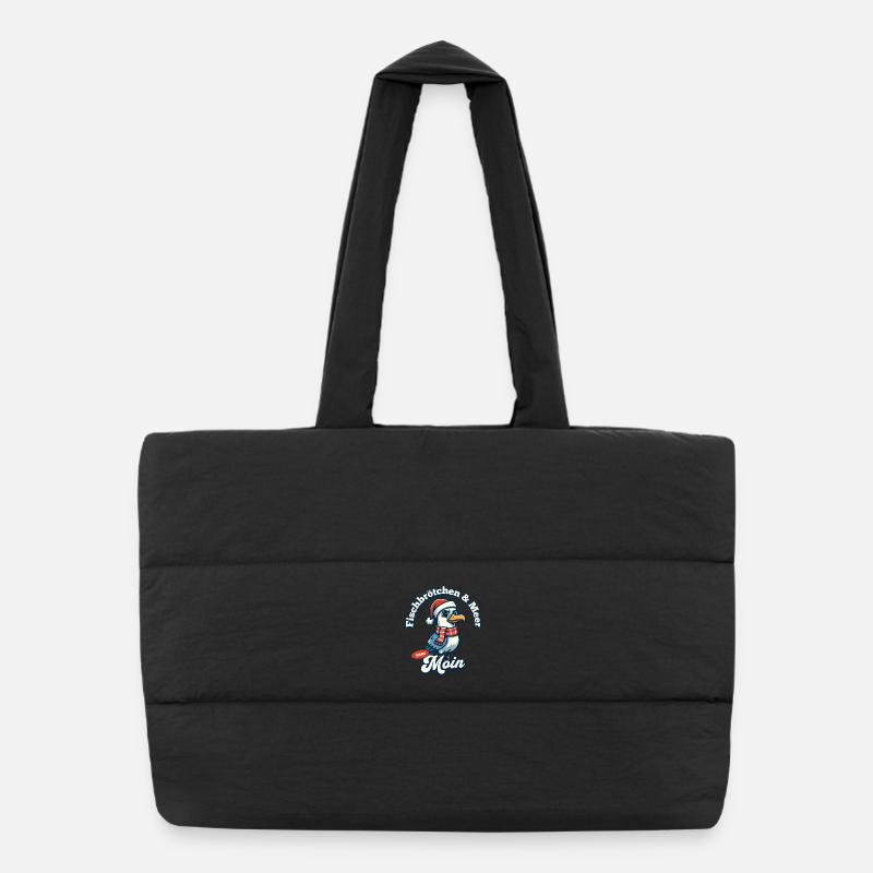 Sandwich au poisson et mouette avec chapeau de Père Noël Sac shopping matelassé