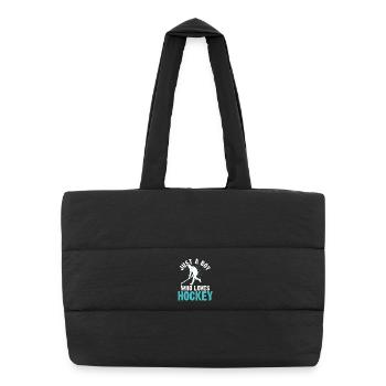 Hockey Hockey sur glace Cadeau pour joueur de hockey sur glace - Sac shopping matelassé - noir - Devant