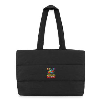 Système sophistiqué de briques imbriquées Humour - Sac shopping matelassé - noir - Devant