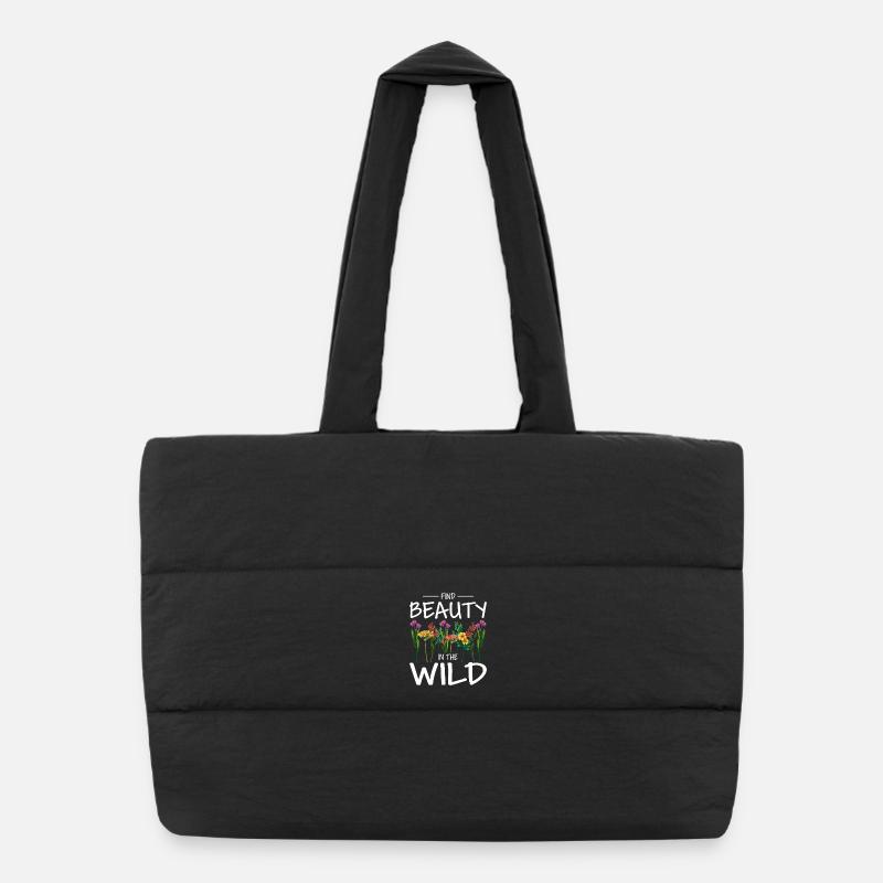 Find Beauty in the Wild Blumen Puffer-Einkaufstasche