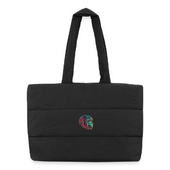 Néon Singe Portrait Couleur Explosion - Sac shopping matelassé - noir - Devant
