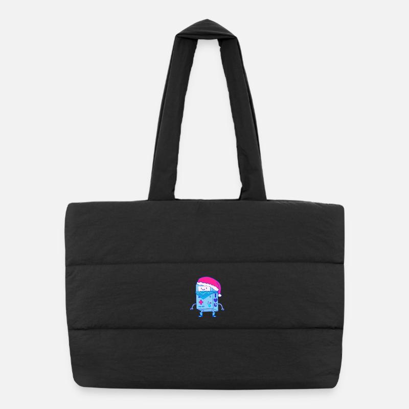 Bot Père Noël robot de Noël Kawaii - Sac shopping matelassé - noir