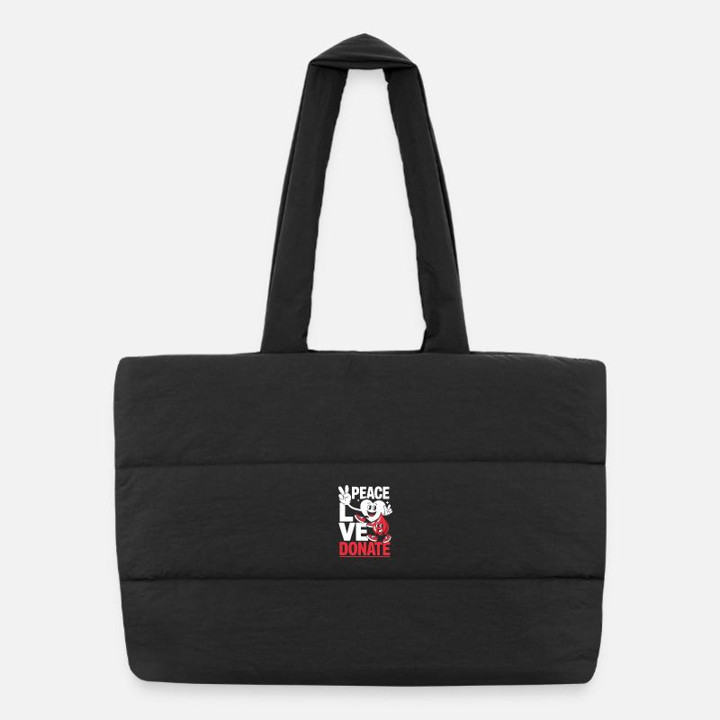 Paix Amour Donnez de Sang Don de Sang Don de Sang Sac shopping matelassé
