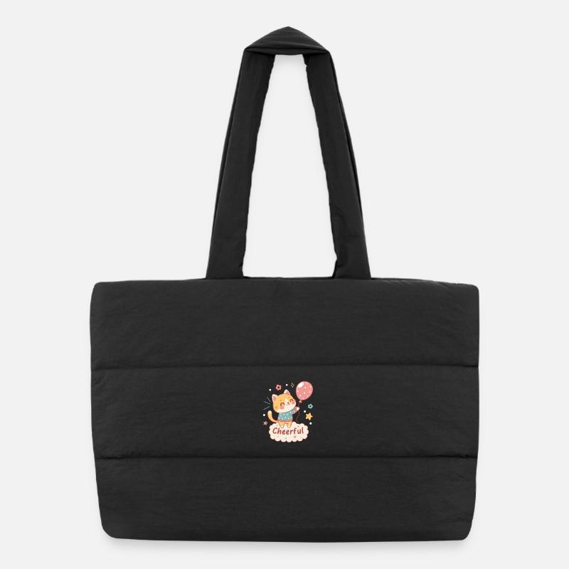 Festliche Ballonkatze Puffer-Einkaufstasche