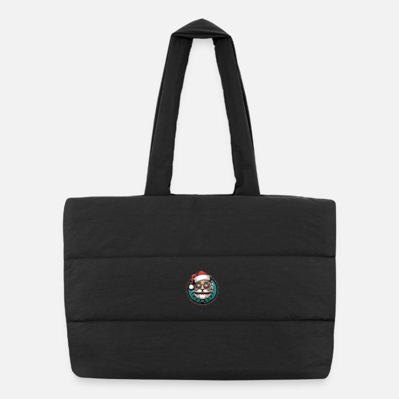 Père Noël cool avec des lunettes de soleil Bart Noël Sac shopping matelassé
