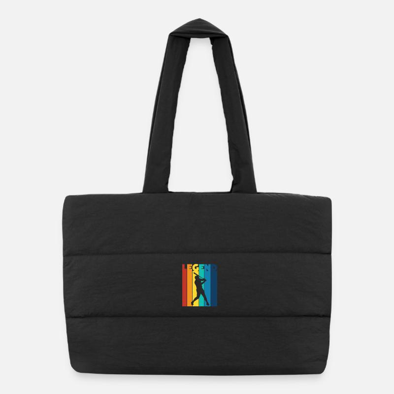 Baseball Legend Retro Batting Player Fan Puffer Shopping Bag