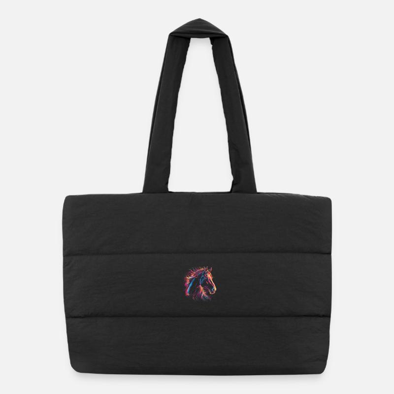 Portrait coloré de cheval dans un style artistique Sac shopping matelassé